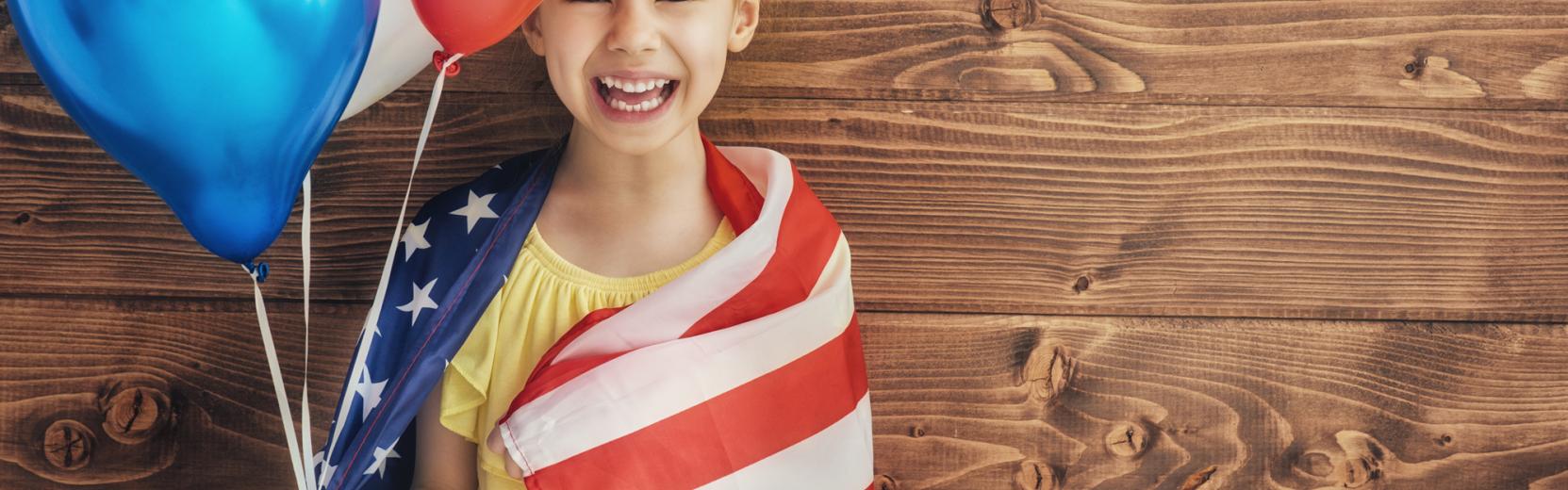 Au pair USA enfant drapeau